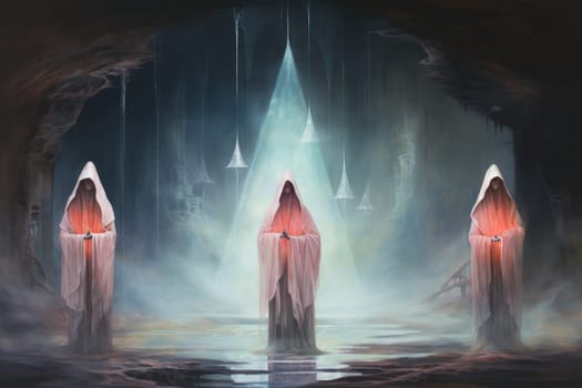 In the realm of fantasy, ethereal mist guardians watch over sacred sites, their presence veiled in a shroud of mist and mystery.