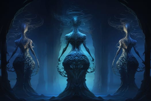 Imagine a mystical world where ethereal mermaids gracefully swim with flowing sapphire tails, enchanting all who gaze upon their mesmerizing beauty.