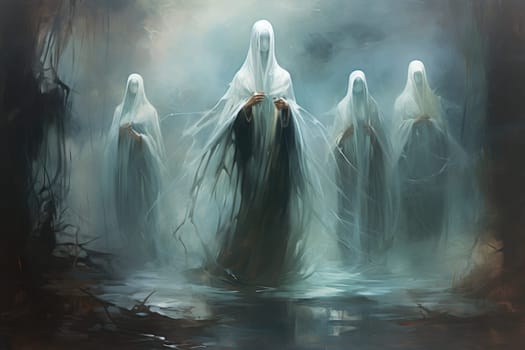 In the realm of fantasy, ethereal mist guardians watch over sacred sites, their presence veiled in a shroud of mist and mystery.