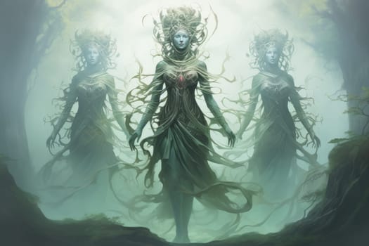 In the realm of fantasy, ethereal mist guardians watch over sacred sites, their presence veiled in a shroud of mist and mystery.