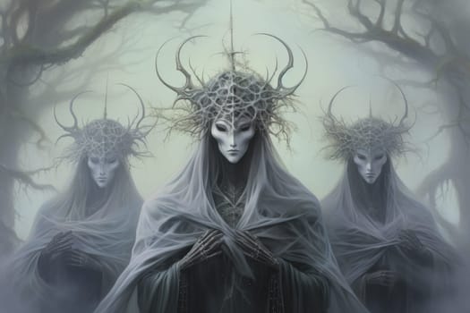 In the realm of fantasy, ethereal mist guardians watch over sacred sites, their presence veiled in a shroud of mist and mystery.