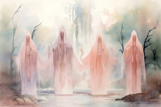 In the realm of fantasy, ethereal mist guardians watch over sacred sites, their presence veiled in a shroud of mist and mystery.