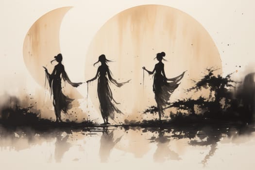 In the realm of fantasy, graceful moonlit dancers captivate with their ethereal movements, perfectly synchronized with the celestial rhythms.