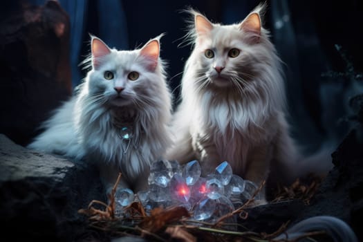 In the depths of fantasy, bewitching moonstone cats prowl. Their sleek forms, adorned with luminescent moonstone markings, captivate all who dare to meet their gaze.