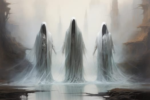 In the realm of fantasy, ethereal mist guardians watch over sacred sites, their presence veiled in a shroud of mist and mystery.