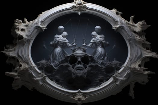 In the realm of fantasy, cursed mirror spirits are bound, their ethereal existence trapped within reflective surfaces.