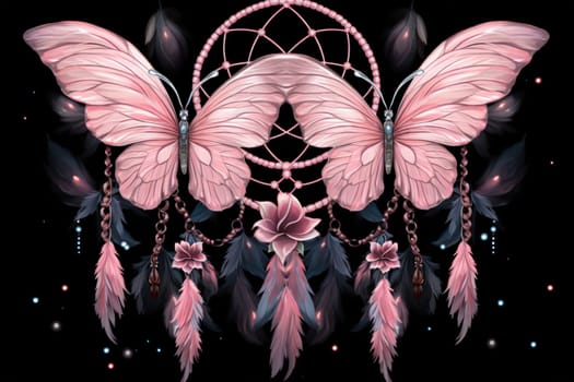 Immerse yourself in the magical realm of fantasy with this enchanting illustration of gossamer-winged dreamcatchers.