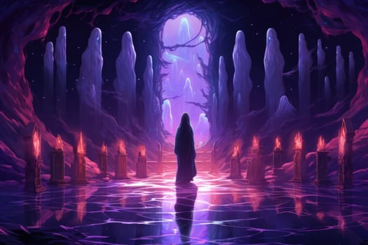 In the realm of fantasy, cursed mirror spirits are bound, their ethereal existence trapped within reflective surfaces.