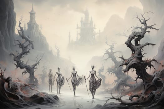 In the realm of fantasy, elusive mist walkers roam, their ethereal forms blending seamlessly with the swirling mists.