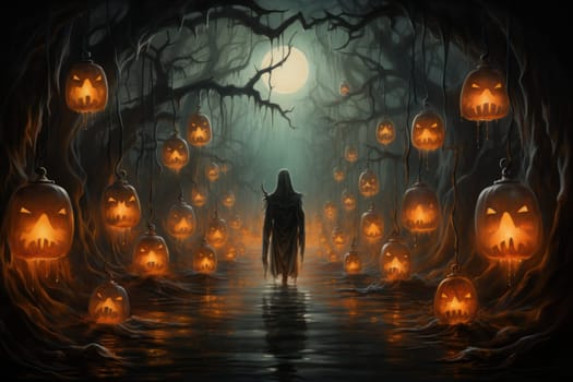 Step into a realm of ethereal beauty, where illuminated spirit lanterns serve as beacons of hope.