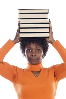 Woman with books on her head
