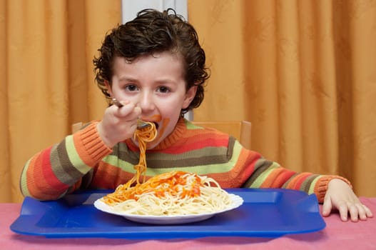 Child eating in his house