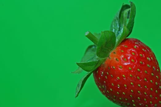 Strawberry on green background