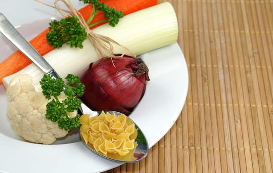 Soup plate with soup vegetables