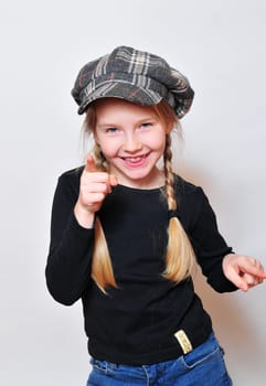 Girl showing finger