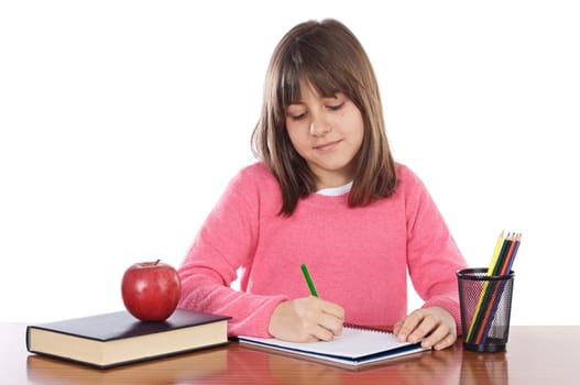 adorable girl studying