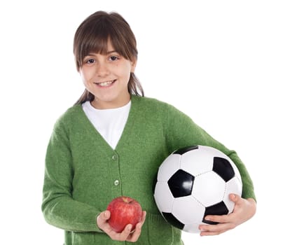 Girl whit ball and apple