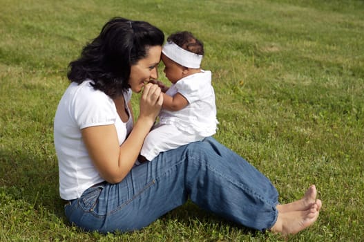 Mother playing with her daughter