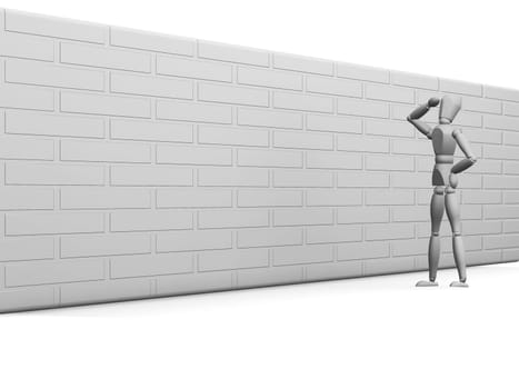 Man with brick wall