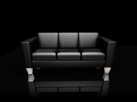 Black leather settee