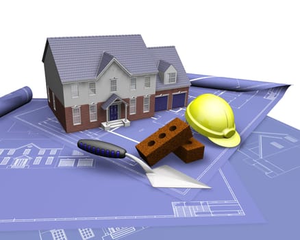 House on blueprints