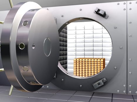 Bank vault with bullions