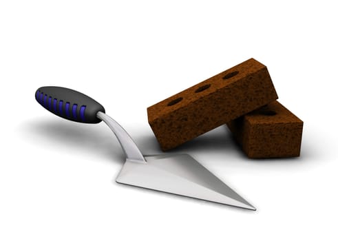 Trowel and bricks