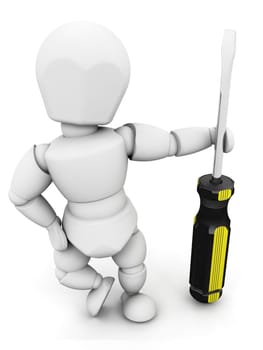 Person holding screwdriver