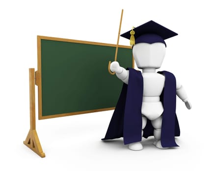 Teacher by blackboard