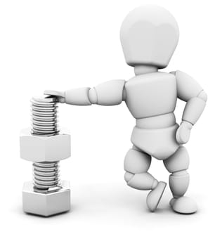 Person with nut and bolt