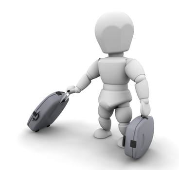 Person with suitcases