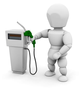 Person with fuel pump