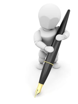 Person holding fountain pen