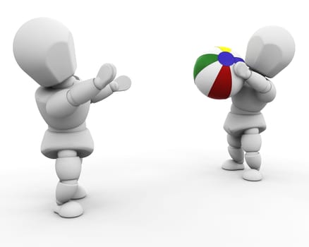 Playing with beach ball