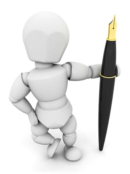 Person holding fountain pen