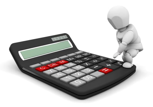 Person with calculator
