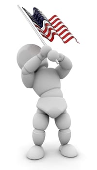 Person waving American flag