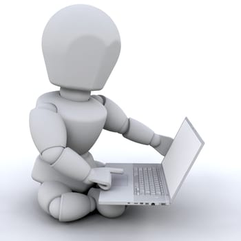 Working on laptop