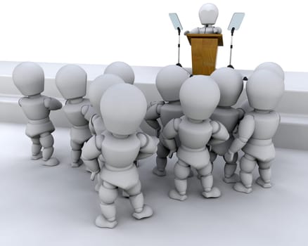 Speaking to a crowd