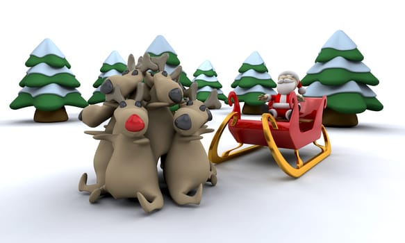 Santa and his reindeer
