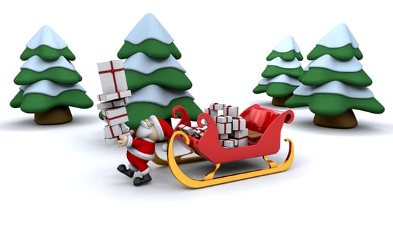 Santa and his sleigh