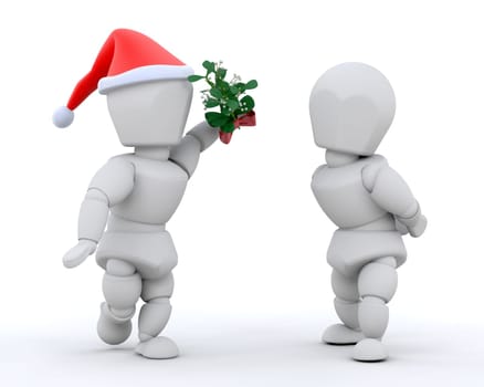 Kissing under the mistletoe
