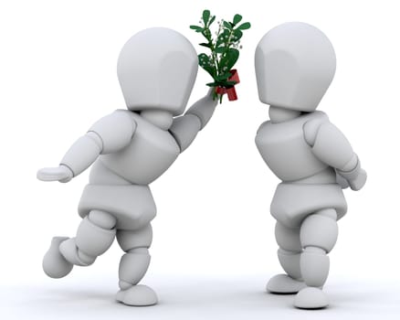Kissing under mistletoe