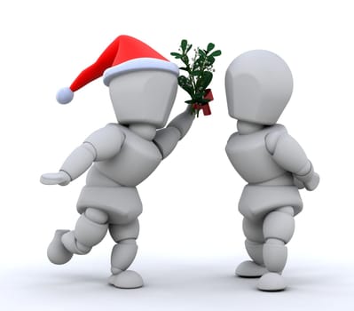 Kissing under mistletoe