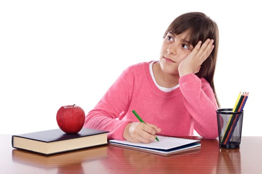 adorable girl studying