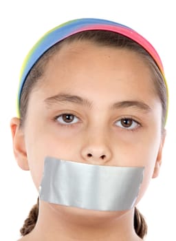 girl with adhesive on her mouth