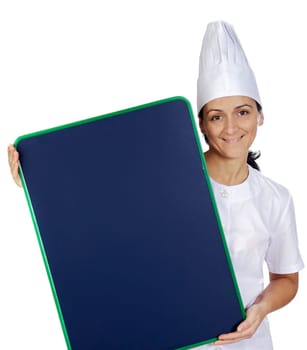 attractive cook woman whit slate