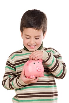 Adorable child with moneybox savings