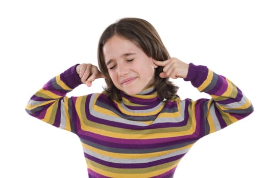 Pretty girl covering her ears