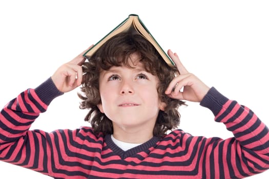 Adorable student boy in the school